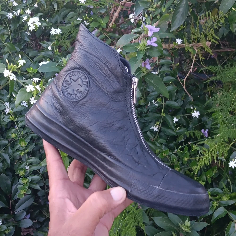 Converse Chuck Taylor All Star Shroud Leather Hi Top Zip Monochrome BLACK - Picture 5 of 17